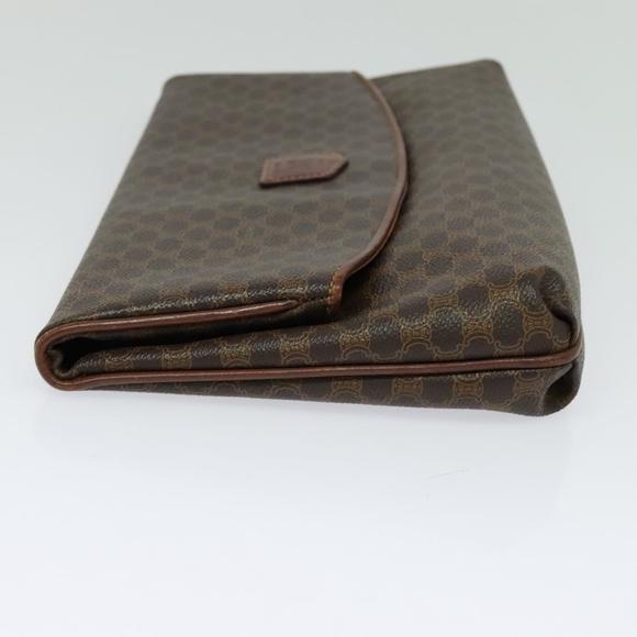 CELINE Macadam Canvas Clutch Bag PVC Leather Brown Gold Auth bs23653 - Picture 4 of 16